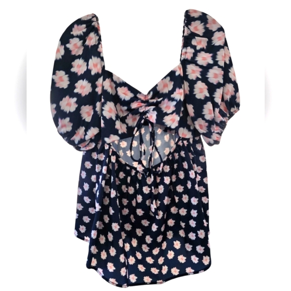 Sachin & Babi Floral Puff Sleeve Blouse Size 4 - Picture 2 of 7